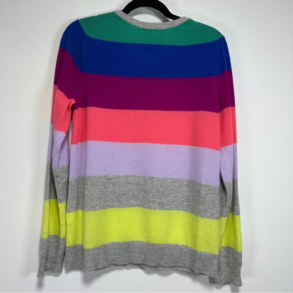 HUDSON'S BAY Multicolor Striped Cashmere Crewneck Sweater Rainbow Stripe Size M - Picture 6 of 8